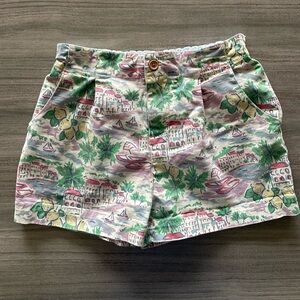 Mini Boden Girls Shorts 9Y Lemon Coastal Print Elastic Waist